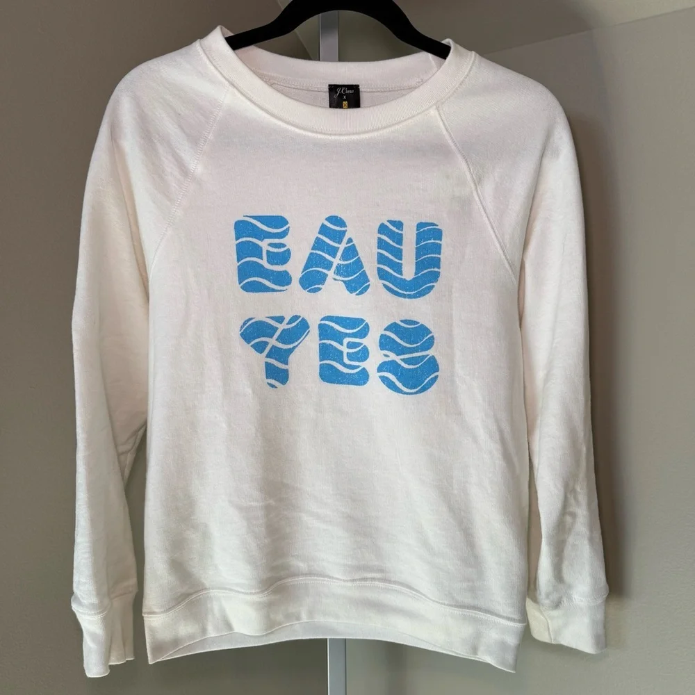 J Crew x Charity Water white,‎ crew neck sweatshirt size XS